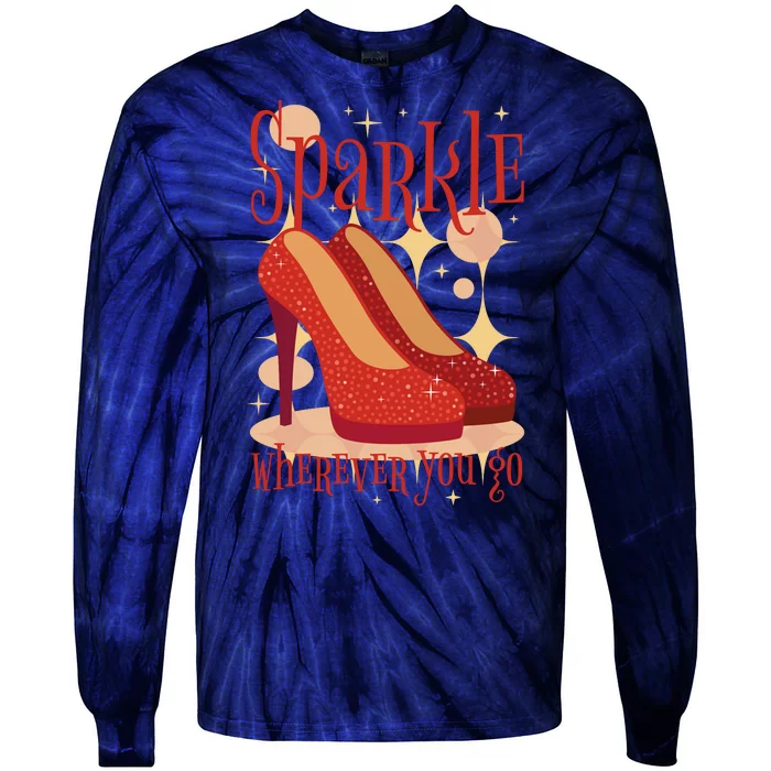 Sparkle Wherever You Go Red Heels Gift For Her Tie-Dye Long Sleeve Shirt