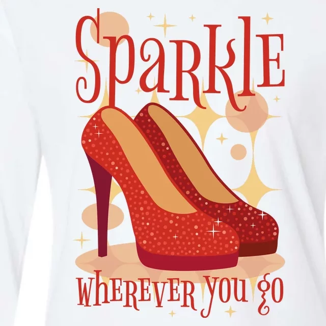 Sparkle Wherever You Go Red Heels Gift For Her Womens Cotton Relaxed Long Sleeve T-Shirt