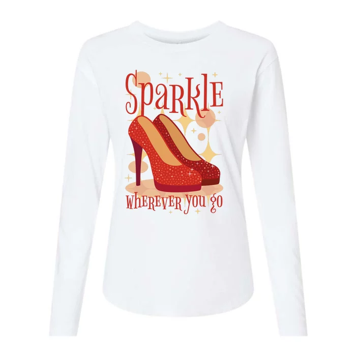 Sparkle Wherever You Go Red Heels Gift For Her Womens Cotton Relaxed Long Sleeve T-Shirt