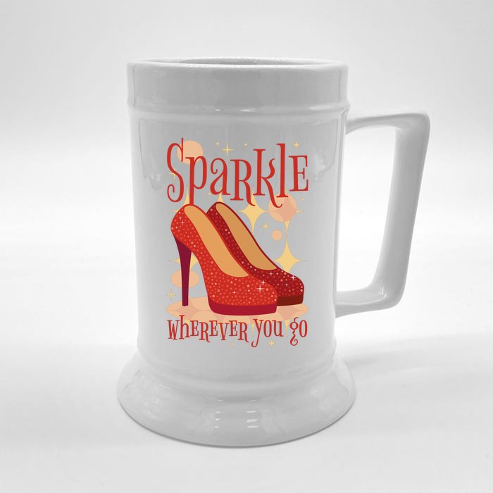 Sparkle Wherever You Go Red Heels Gift For Her Front & Back Beer Stein