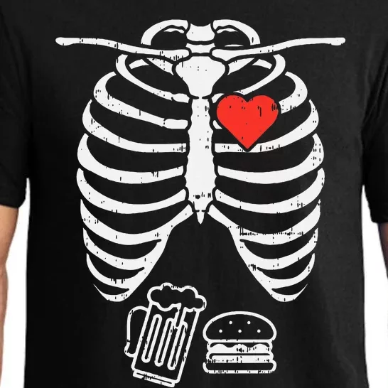 Skeleton Xray Beer Burger Halloween Pregnancy Pajama Set