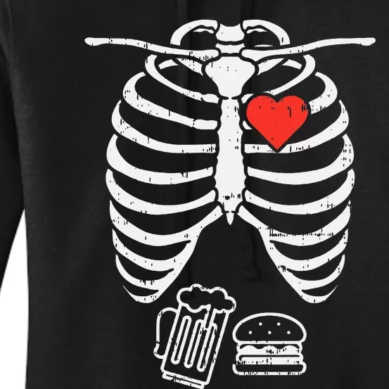 Skeleton Xray Beer Burger Halloween Pregnancy Women's Pullover Hoodie