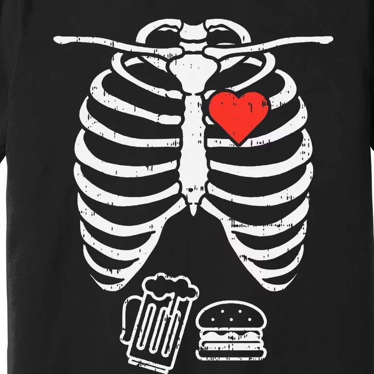 Skeleton Xray Beer Burger Halloween Pregnancy Premium T-Shirt