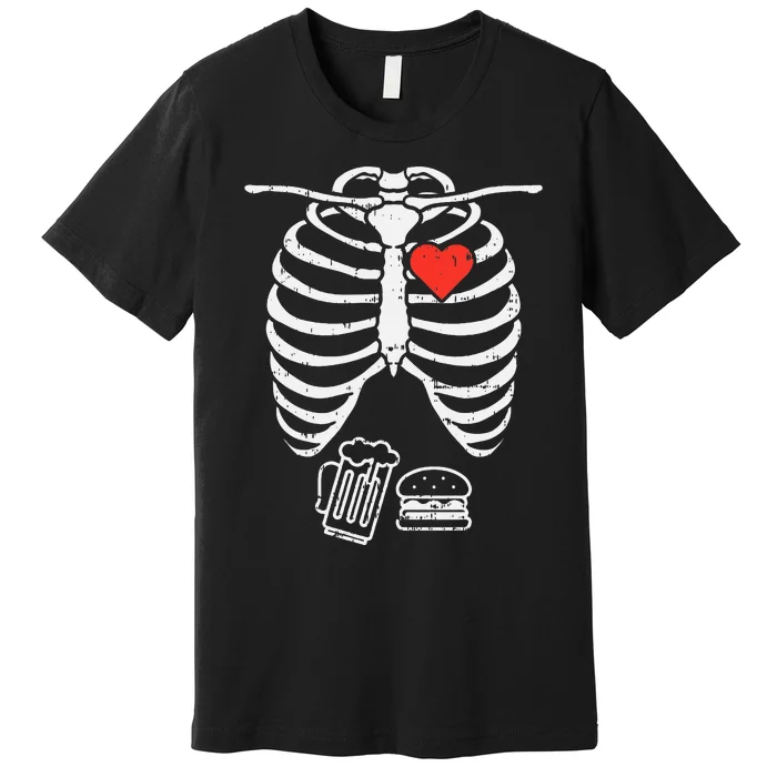 Skeleton Xray Beer Burger Halloween Pregnancy Premium T-Shirt