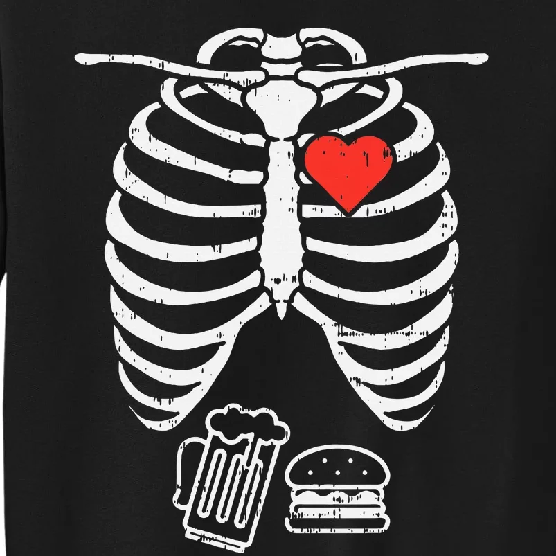 Skeleton Xray Beer Burger Halloween Pregnancy Tall Sweatshirt