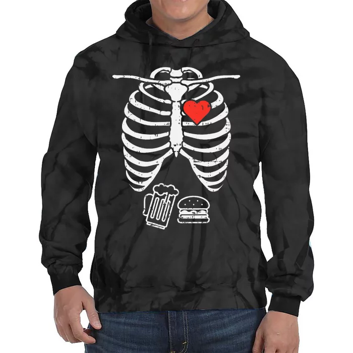 Skeleton Xray Beer Burger Halloween Pregnancy Tie Dye Hoodie