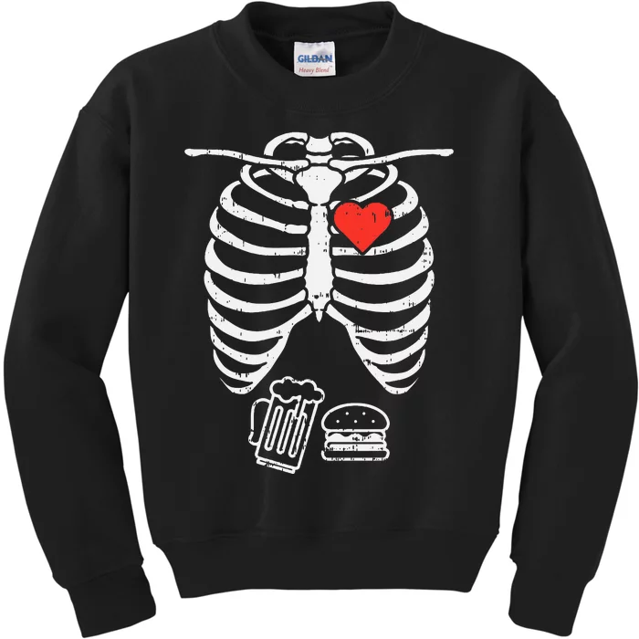 Skeleton Xray Beer Burger Halloween Pregnancy Kids Sweatshirt