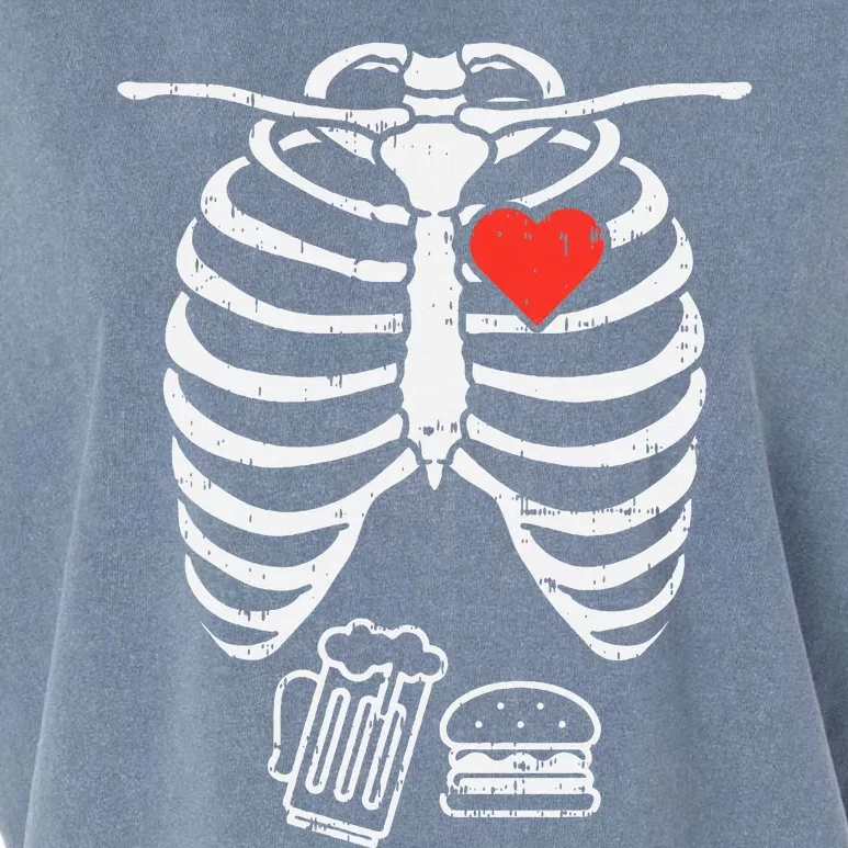 Skeleton Xray Beer Burger Halloween Pregnancy Garment-Dyed Women's Muscle Tee