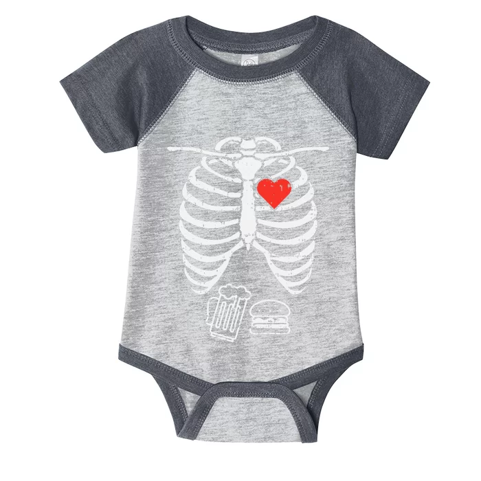 Skeleton Xray Beer Burger Halloween Pregnancy Infant Baby Jersey Bodysuit