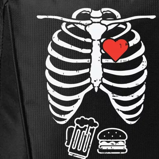 Skeleton Xray Beer Burger Funny Halloween Pregnancy Dad City Backpack