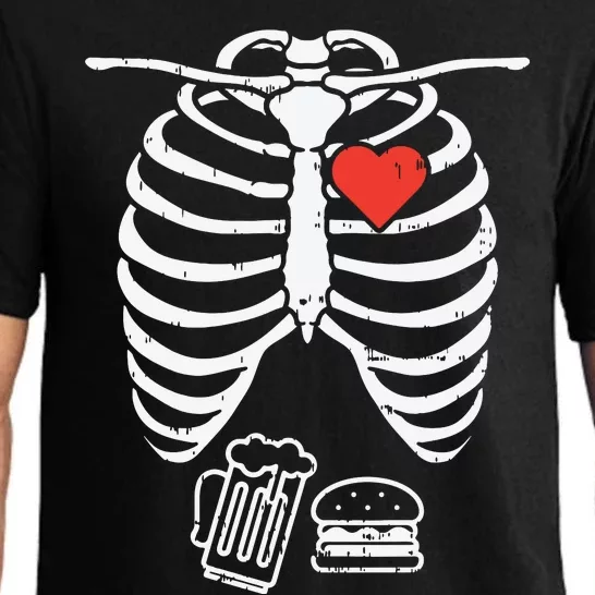 Skeleton Xray Beer Burger Funny Halloween Pregnancy Dad Pajama Set