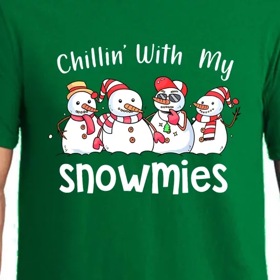 Snowman Xmas Chillin With My Snowmies Christmas Pajamas Gift Pajama Set