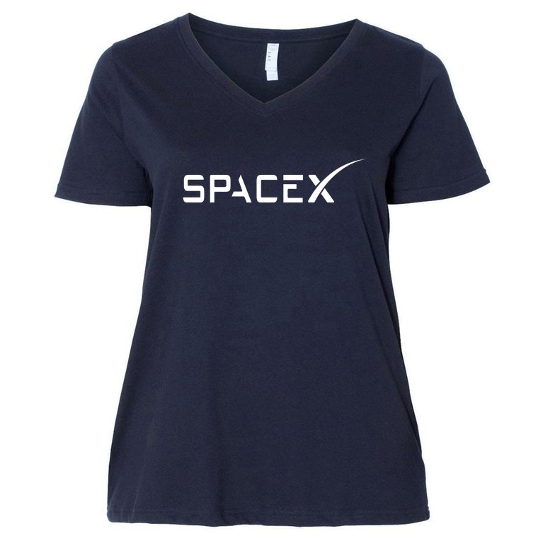 Space X Classic Logo Women's V-Neck Plus Size T-Shirt