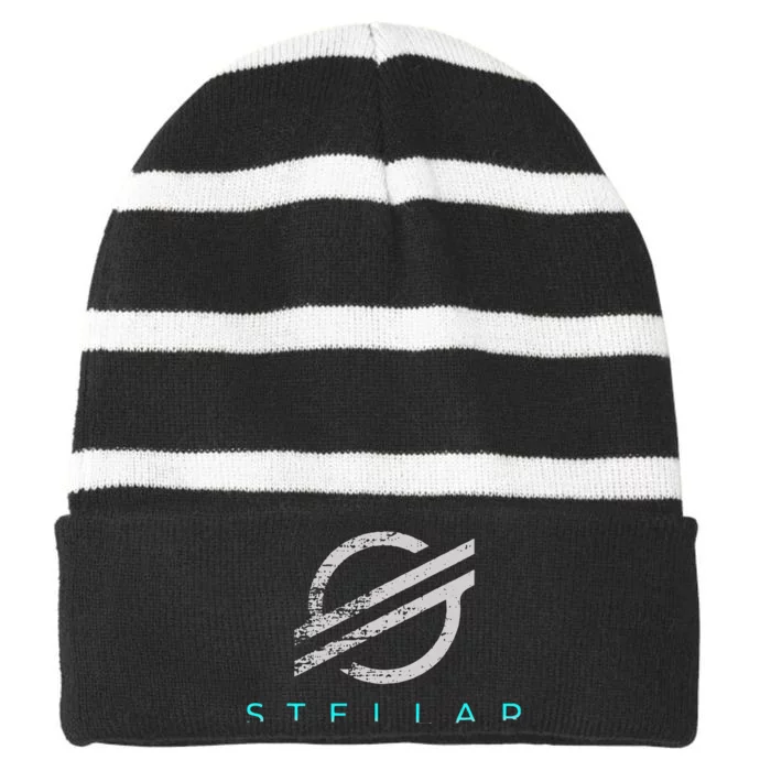 Stellar Xlm Cryptocurrency Striped Beanie with Solid Band