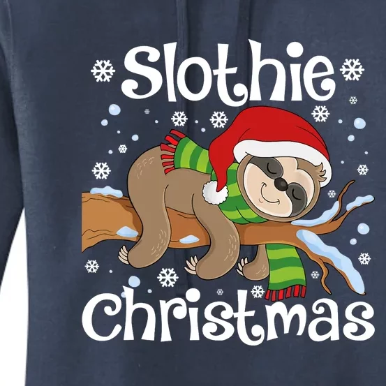 Slothie Xmas Cute Sloth Christmas Pajamas For Wo Girls Women's Pullover Hoodie