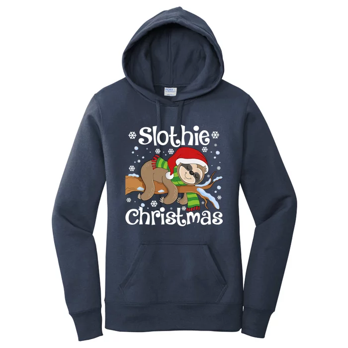 Slothie Xmas Cute Sloth Christmas Pajamas For Wo Girls Women's Pullover Hoodie