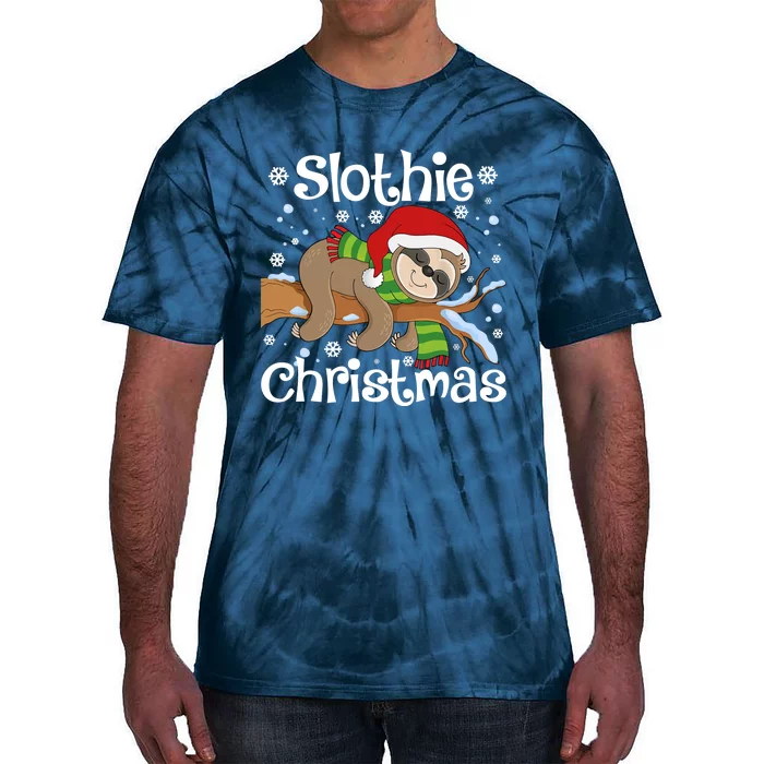 Slothie Xmas Cute Sloth Christmas Pajamas For Wo Girls Tie-Dye T-Shirt