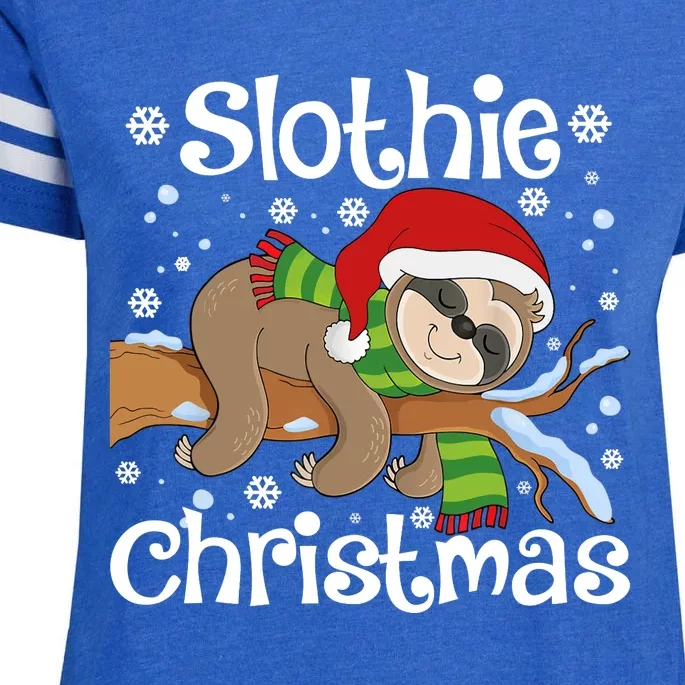 Slothie Xmas Cute Sloth Christmas Pajamas For Wo Girls Enza Ladies Jersey Football T-Shirt