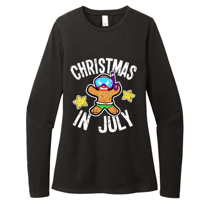 Summer Xmas Gingerbread Man Snorkel for Christmas in July Womens CVC Long Sleeve Shirt