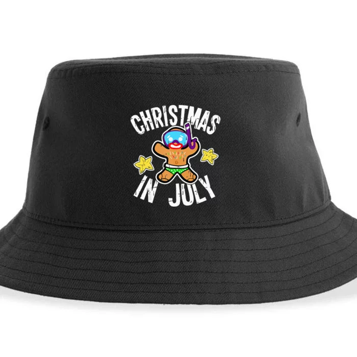 Summer Xmas Gingerbread Man Snorkel for Christmas in July Sustainable Bucket Hat