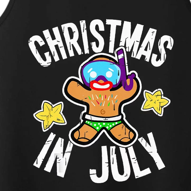 Summer Xmas Gingerbread Man Snorkel for Christmas in July Performance Tank