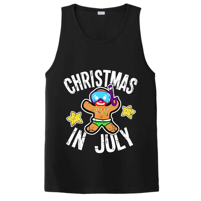 Summer Xmas Gingerbread Man Snorkel for Christmas in July Performance Tank