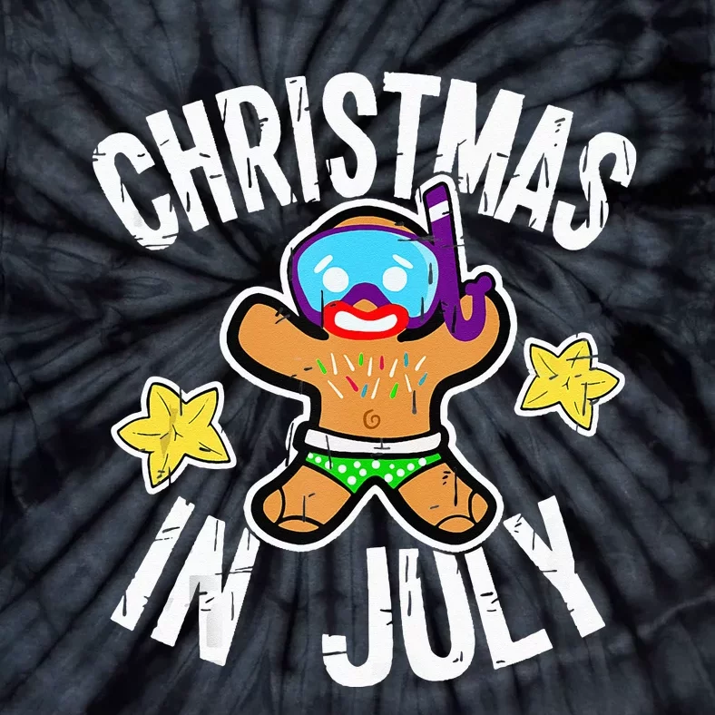 Summer Xmas Gingerbread Man Snorkel for Christmas in July Tie-Dye T-Shirt