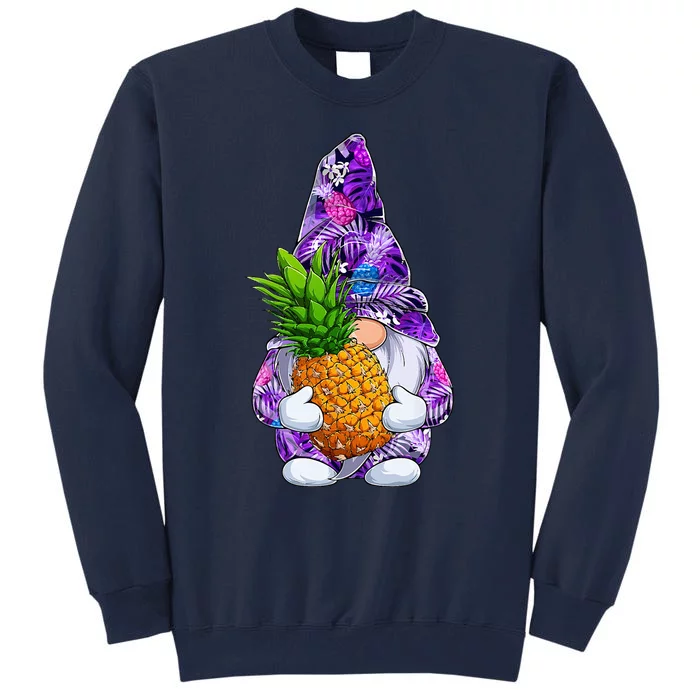 Summer Xmas Hawaiian Pineapple Gnome Christmas In July Tall Sweatshirt