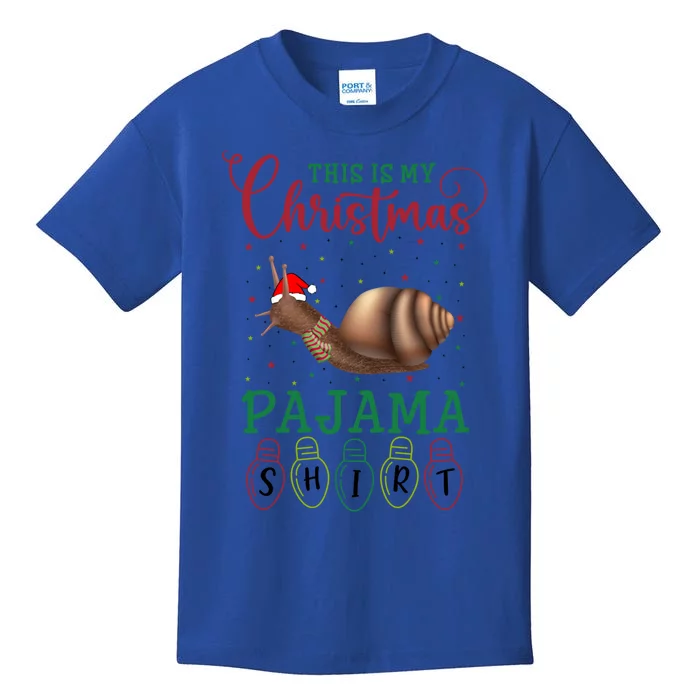 Snail Xmas Light Funny This Is My Christmas Pajama Gift Kids T-Shirt