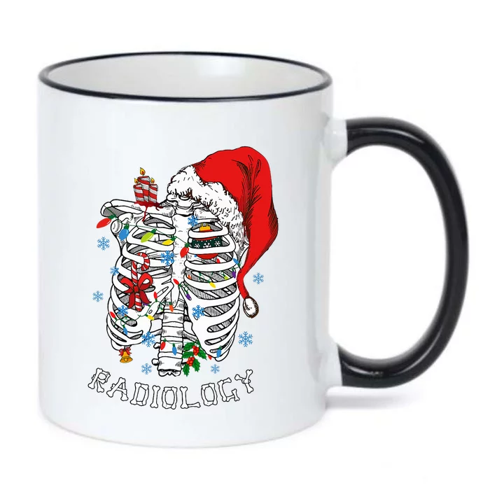 Skeleton Xmas Lights Santa Hat Christmas Radiology Rad Tech Black Color Changing Mug