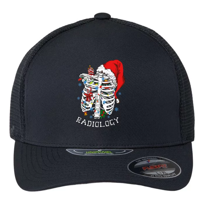 Skeleton Xmas Lights Santa Hat Christmas Radiology Rad Tech Flexfit Unipanel Trucker Cap