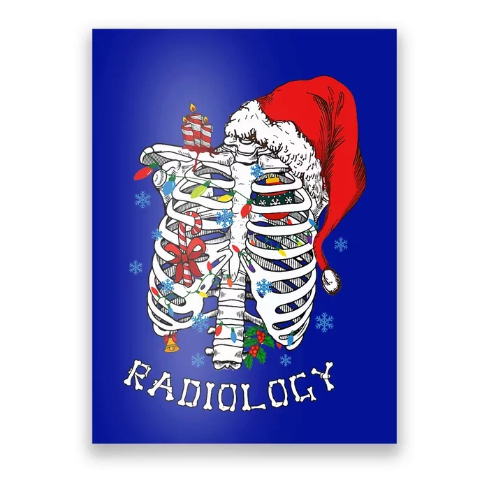 Skeleton Xmas Lights Santa Hat Christmas Radiology Rad Tech Poster