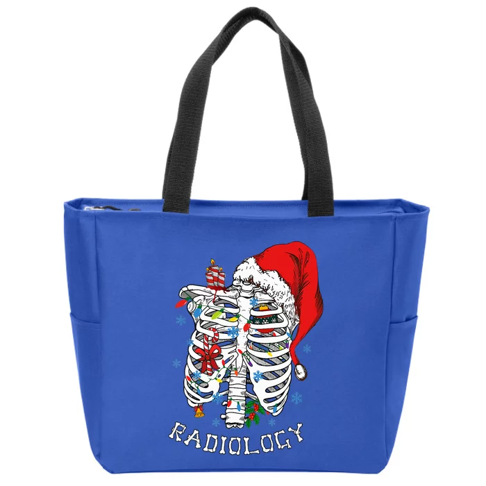 Skeleton Xmas Lights Santa Hat Christmas Radiology Rad Tech Zip Tote Bag