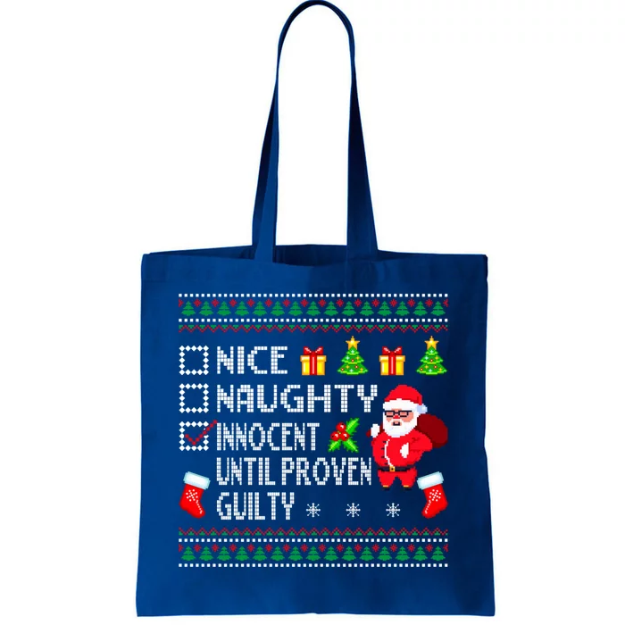 Santa Xmas List Nice Naughty Innocent Until Proven Guilty Cool Gift Tote Bag