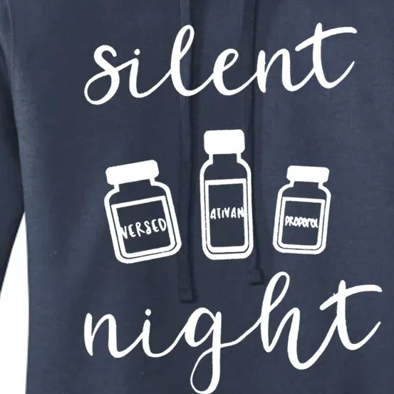 Silent Xmas Night Medical Medicine Christmas Rn Cna Nurse Gift Women's Pullover Hoodie