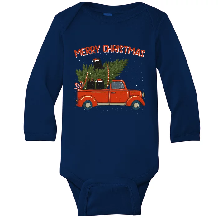 Schipperke Xmas Vintage Red Pickup Retro Truck Cute Gift Baby Long Sleeve Bodysuit