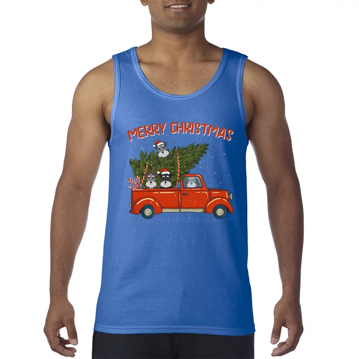 Schnauzer Xmas Vintage Red Pickup Retro Truck Meaningful Gift Tank Top