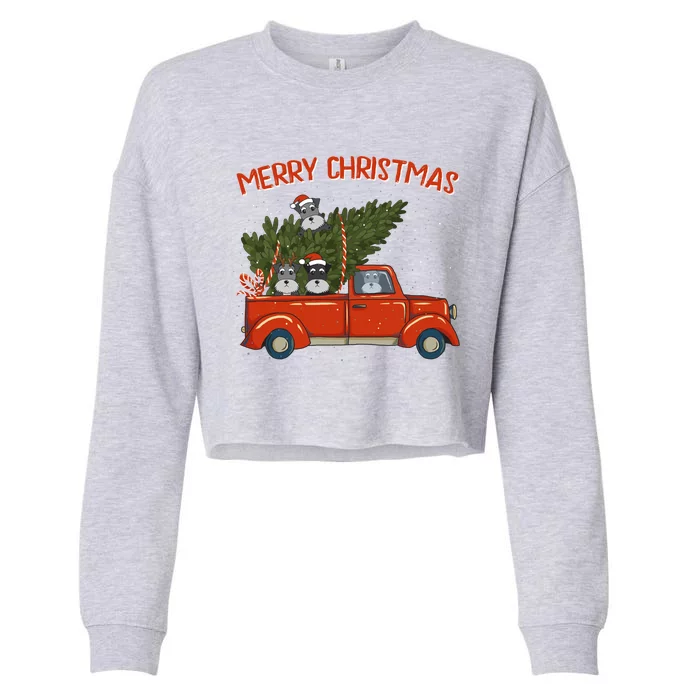 Schnauzer Xmas Vintage Red Pickup Retro Truck Meaningful Gift Cropped Pullover Crew