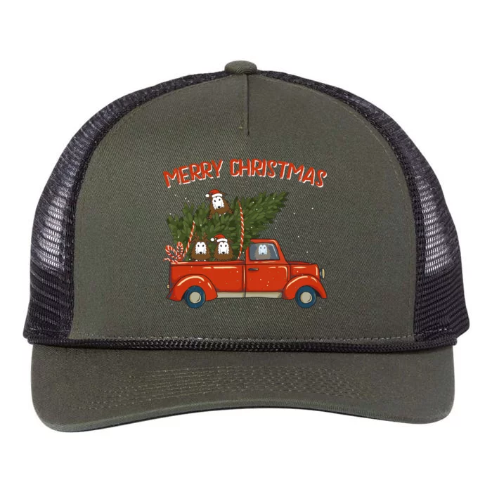 Sheltie Xmas Vintage Red Pickup Retro Truck Gift Retro Rope Trucker Hat Cap