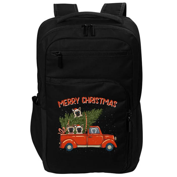 Siamese Xmas Vintage Red Pickup Retro Truck Great Gift Impact Tech Backpack