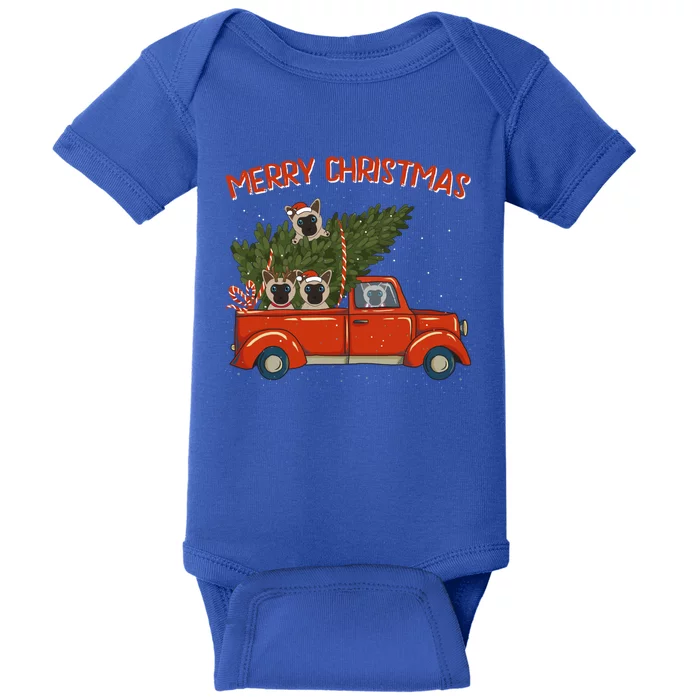 Siamese Xmas Vintage Red Pickup Retro Truck Great Gift Baby Bodysuit