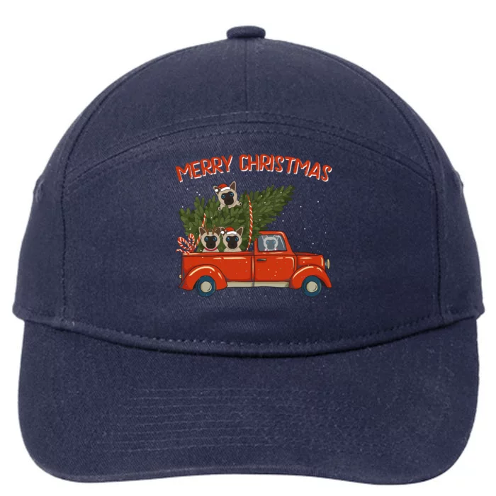 Siamese Xmas Vintage Red Pickup Retro Truck Great Gift 7-Panel Snapback Hat