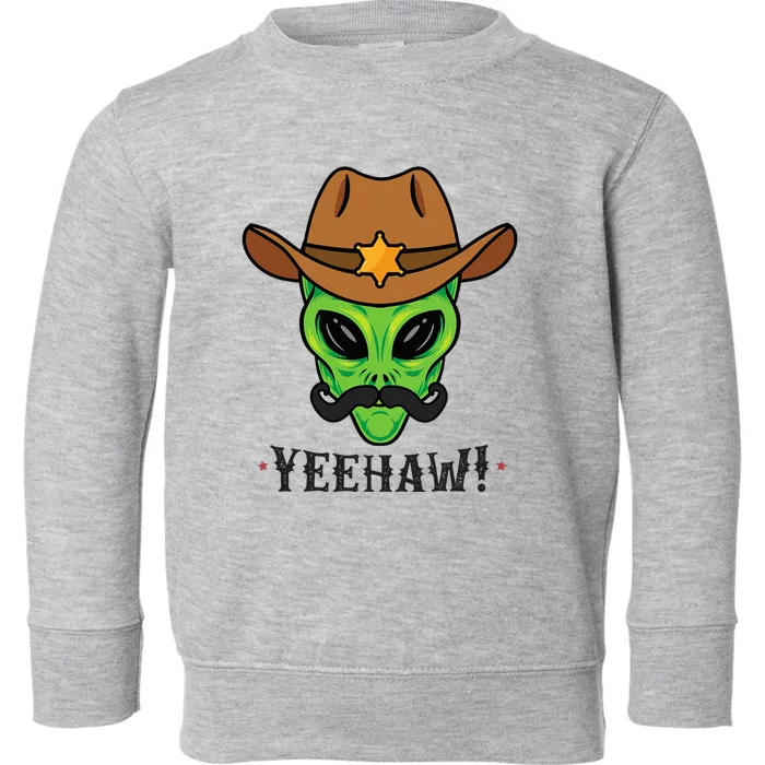 Space Yeehaw Alien Cowboy Halloween Alien Western Toddler Sweatshirt