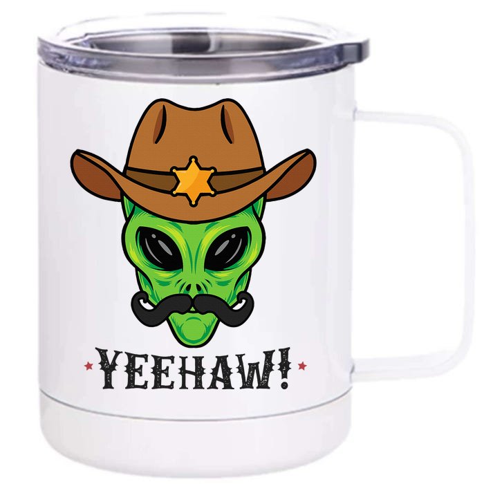 Space Yeehaw Alien Cowboy Halloween Alien Western Front & Back 12oz Stainless Steel Tumbler Cup