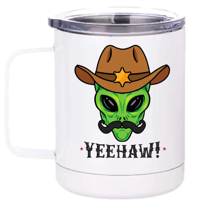 Space Yeehaw Alien Cowboy Halloween Alien Western Front & Back 12oz Stainless Steel Tumbler Cup