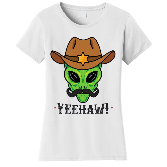 Space Yeehaw Alien Cowboy Halloween Alien Western Women's T-Shirt