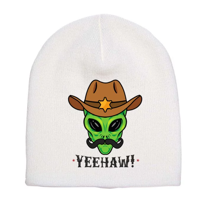 Space Yeehaw Alien Cowboy Halloween Alien Western Short Acrylic Beanie