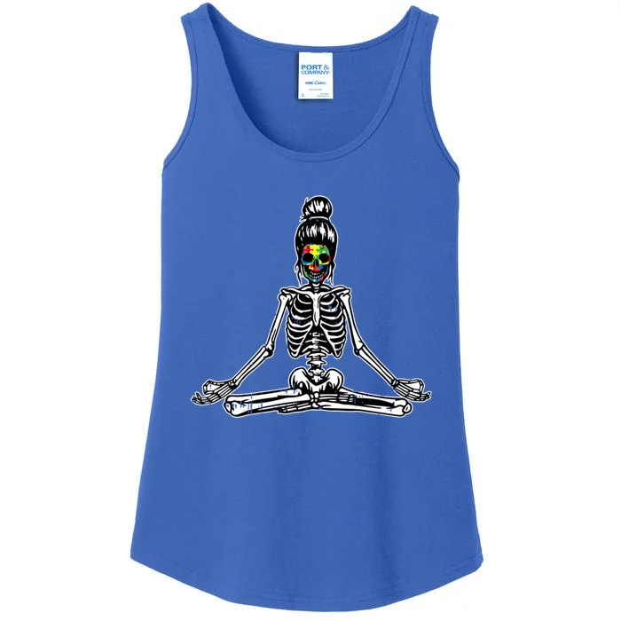 Skeleton Yoga Autism Awareness Autistic Warrior Cute Gift Ladies Essential Tank