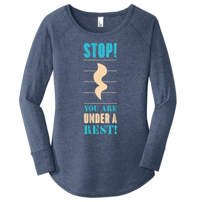 Stop! You Are Under A Rest Music Happy FatherS Day Dad Joke Gift Women's Perfect Tri Tunic Long Sleeve Shirt