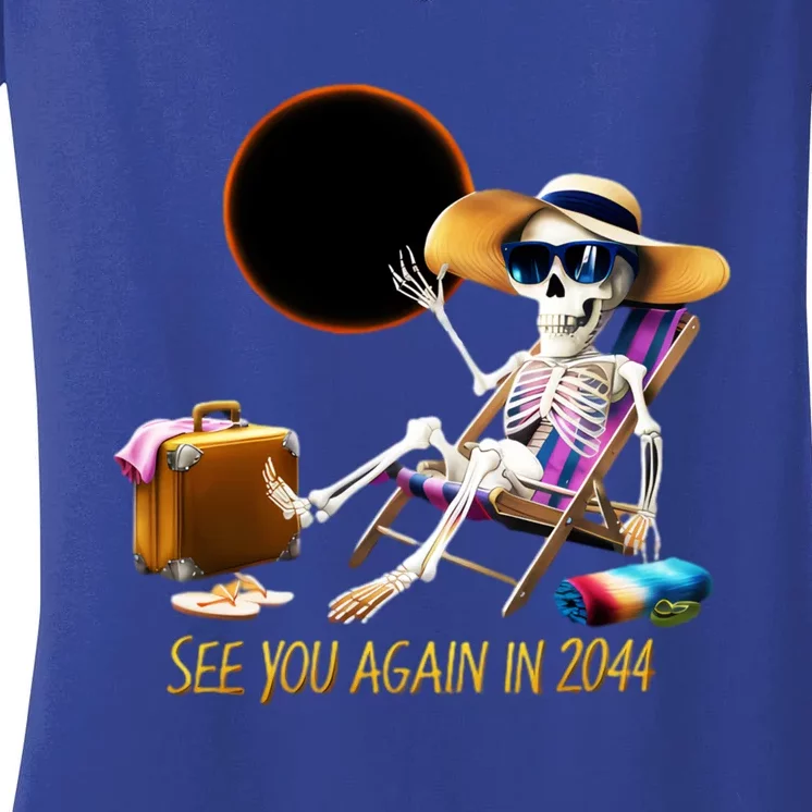 See You Again In 2044 Solar Eclipse Astronomy Lovers Women's V-Neck T-Shirt